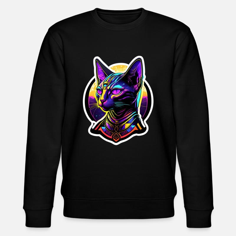 Egypte Chat Psychédélique II - Sweat bio CHANGER Stanley/Stella Unisexe - noir