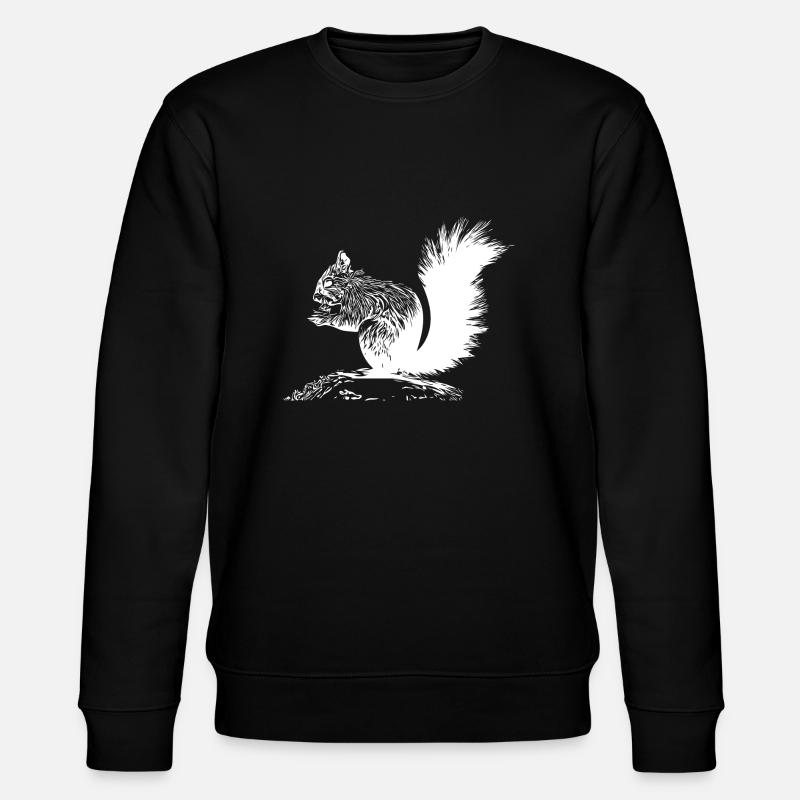 Drolliges Eichhörnchen mit einer Nuss - Stanley/Stella Unisex Bio-Sweatshirt CHANGER  - Schwarz