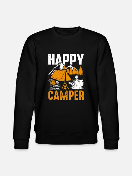 Happy Camper Campfire Camping Gifts - Stanley/Stella CHANGER Unisex Organic Sweatshirt - black