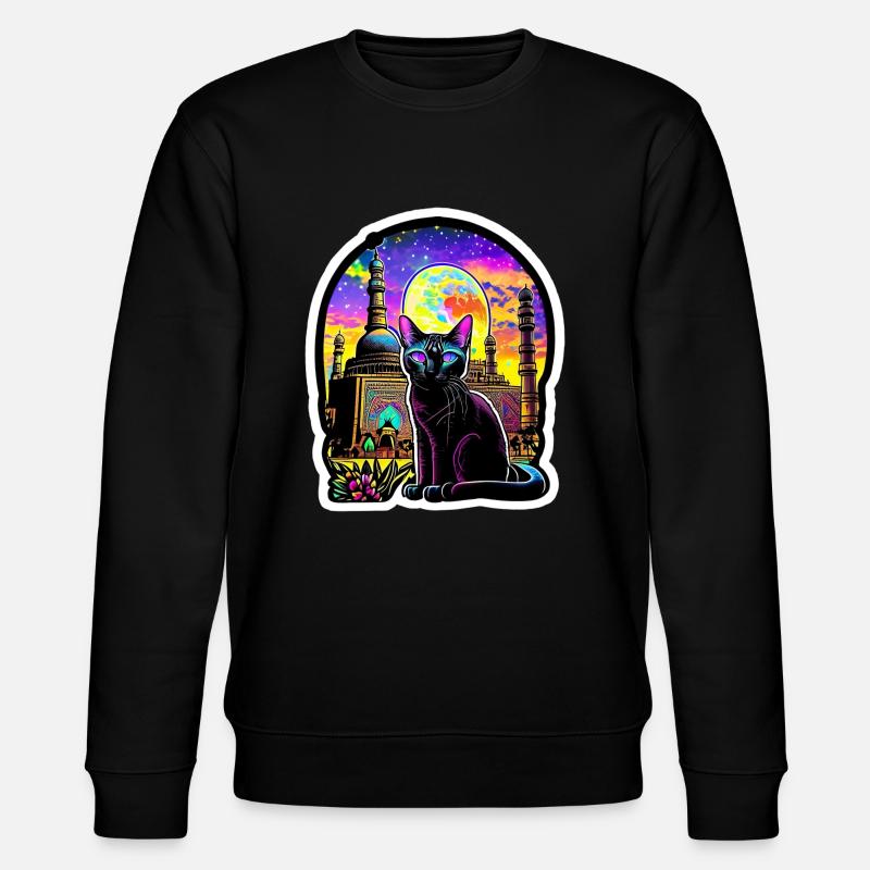 Oriental Cat Psychedelic - Stanley/Stella CHANGER Unisex Organic Sweatshirt - black