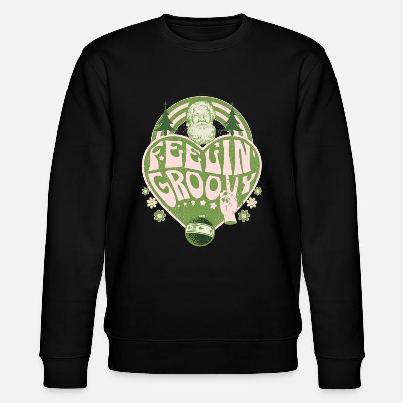Grooviger Weihnachtsmann im Retro-Stil - Stanley/Stella Unisex Bio-Sweatshirt CHANGER  - Schwarz