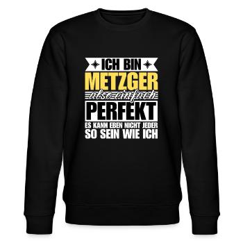 Perfekter Metzger - Stanley/Stella Unisex Bio-Sweatshirt CHANGER  - Schwarz - Vorne - Nik (191cm) & Marisol (170cm)