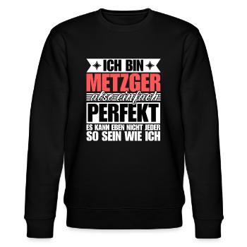 Perfekter Metzger - Stanley/Stella Unisex Bio-Sweatshirt CHANGER  - Schwarz - Vorne - Nik (191cm) & Marisol (170cm)
