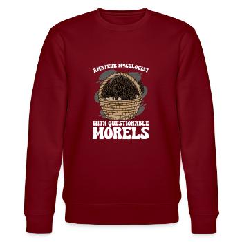 Amateur Mycologist With Questionable Morels - Stanley/Stella Unisex Bio-Sweatshirt CHANGER  - Burgunderrot - Vorne - Nik (191cm) & Marisol (170cm)