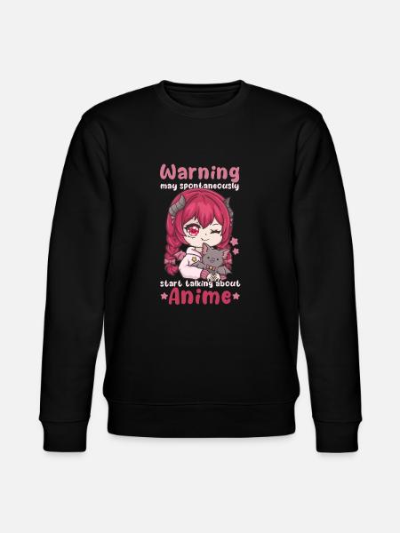 Warning May Spontaneously Talking Anime - Stanley/Stella CHANGER Unisex Organic Sweatshirt - black