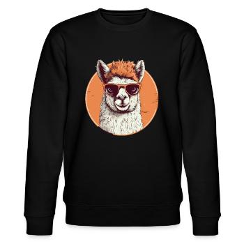 Alpaka Lama Sonnenbrille - Stanley/Stella Unisex Bio-Sweatshirt CHANGER  - Schwarz - Vorne - Nik (191cm) & Marisol (170cm)
