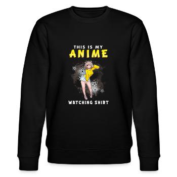 ANIME9THISISMYANIMEWATCHINGSHIRT - Stanley/Stella Unisex Bio-Sweatshirt CHANGER  - Schwarz - Vorne - Nik (191cm) & Marisol (170cm)