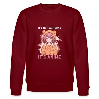 ANIME11ITSNOTCARTOONSITSANIME - Stanley/Stella Unisex Bio-Sweatshirt CHANGER  - Burgunderrot - Vorne - Nik (191cm) & Marisol (170cm)