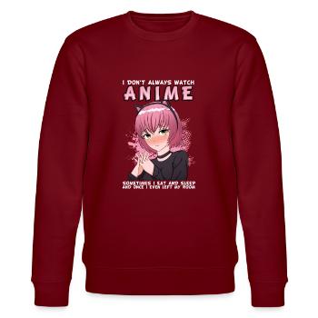 ANIMEGIRL3IDONTALWAYSWATCHANIMESOMETIMESIEATANDSLE - Stanley/Stella Unisex Bio-Sweatshirt CHANGER  - Burgunderrot - Vorne - Nik (191cm) & Marisol (170cm)