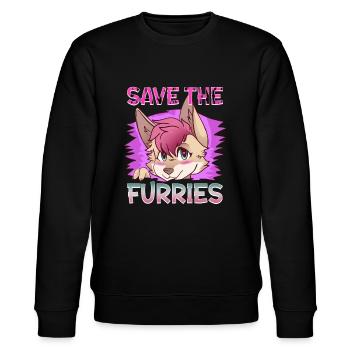 Save the Furries I Furry Fandom Anime Cosplay - Stanley/Stella Unisex Bio-Sweatshirt CHANGER  - Schwarz - Vorne - Nik (191cm) & Marisol (170cm)