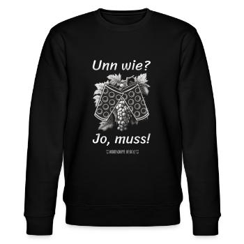 Schorle Riesling Pfalz Mundart Woi Dubbeglas Motiv - Stanley/Stella Unisex Bio-Sweatshirt CHANGER  - Schwarz - Vorne - Nik (191cm) & Marisol (170cm)