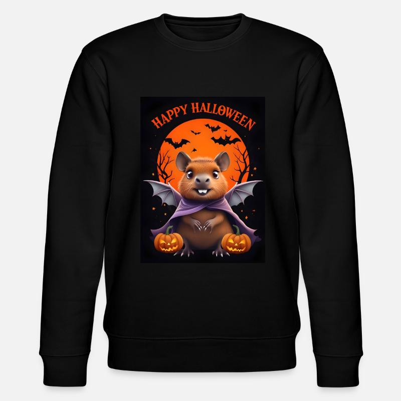 Halloween Capybara Geist Geschenkidee - Stanley/Stella Unisex Bio-Sweatshirt CHANGER  - Schwarz