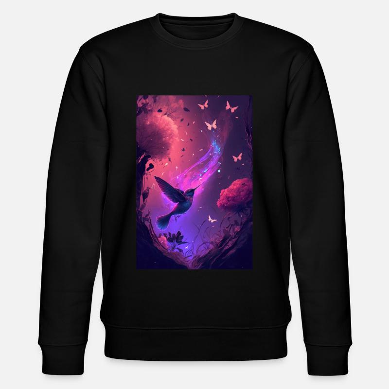 Vogel Schmetterling Blume Fantasy - Stanley/Stella Unisex Bio-Sweatshirt CHANGER  - Schwarz