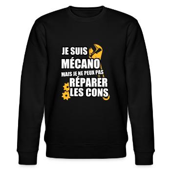 Mécanicien Auto Cadeau Drôle / Mécanique / Mécano - Sweat bio CHANGER Stanley/Stella Unisexe - noir - Devant - Nik (191cm) & Marisol (170cm)