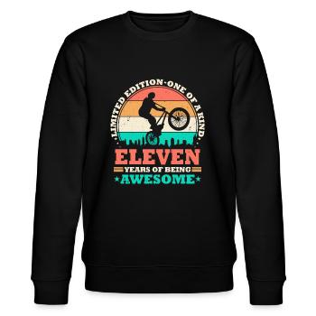 11 Geburtstag Bmx Fahrrad 11 Jahre Geschenk - Stanley/Stella Unisex Bio-Sweatshirt CHANGER  - Schwarz - Vorne - Nik (191cm) & Marisol (170cm)