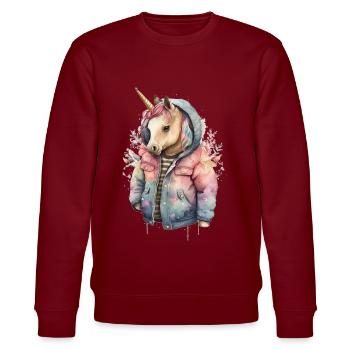 licorne portant une veste watercolor - Sweat bio CHANGER Stanley/Stella Unisexe - bordeaux - Devant - Nik (191cm) & Marisol (170cm)