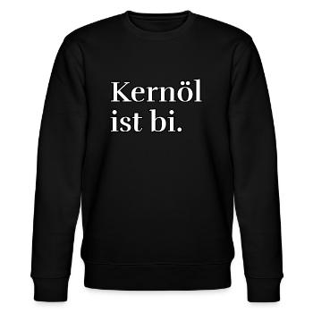" Kernöl ist bi" Spruch für Steiermark Fans - Stanley/Stella Unisex Bio-Sweatshirt CHANGER  - Schwarz - Vorne - Nik (191cm) & Marisol (170cm)