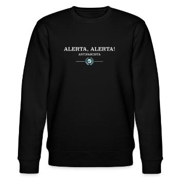 Alerta Antifascista! - Stanley/Stella Unisex Bio-Sweatshirt CHANGER  - Schwarz - Vorne - Nik (191cm) & Marisol (170cm)