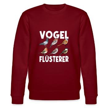 Spruch Vögel Flüsterer Ornithologie Birdwatching - Stanley/Stella Unisex Bio-Sweatshirt CHANGER  - Burgunderrot - Vorne - Nik (191cm) & Marisol (170cm)
