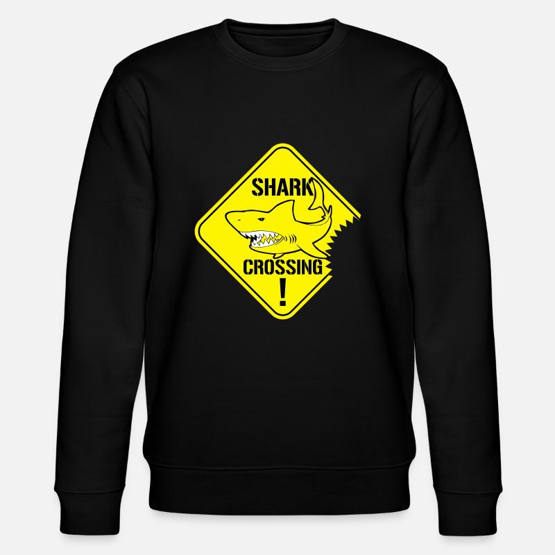 Shark Crossing Warnzeichen - Stanley/Stella Unisex Bio-Sweatshirt CHANGER  - Schwarz