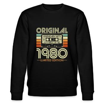 Original 1980 Jahrgang Vintage Geburtstag Retro - Stanley/Stella Unisex Bio-Sweatshirt CHANGER  - Schwarz - Vorne - Nik (191cm) & Marisol (170cm)