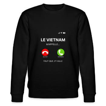 LE VIETNAM M'APPELLE FAUT QUE J'Y AILLE - Sweat bio CHANGER Stanley/Stella Unisexe - noir - Devant - Nik (191cm) & Marisol (170cm)