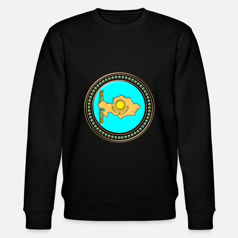 Kazakhstan flag map - Stanley/Stella CHANGER Unisex Organic Sweatshirt - black