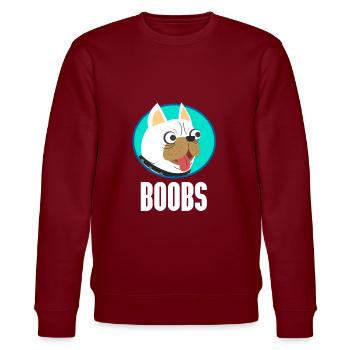 Boobs - Hund - Stanley/Stella Unisex Bio-Sweatshirt CHANGER  - Burgunderrot - Vorne - Nik (191cm) & Marisol (170cm)