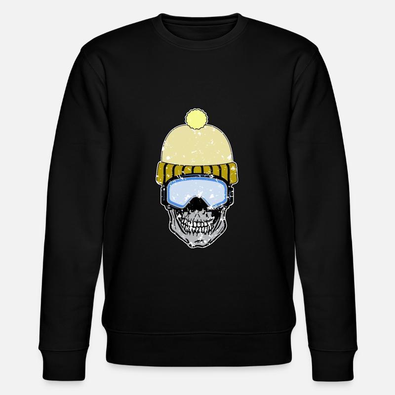 Skull - with cap - snowboard - Stanley/Stella CHANGER Unisex Organic Sweatshirt - black