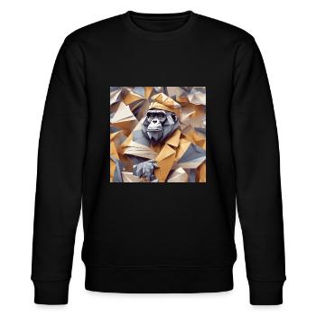 Cool monkey in wrinkled robe - Stanley/Stella CHANGER Unisex Organic Sweatshirt - black - Front - Nik (191cm) & Marisol (170cm)