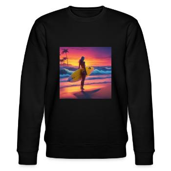 Catchin' Waves in Style - coole Surferin - Stanley/Stella Unisex Bio-Sweatshirt CHANGER  - Schwarz - Vorne - Nik (191cm) & Marisol (170cm)