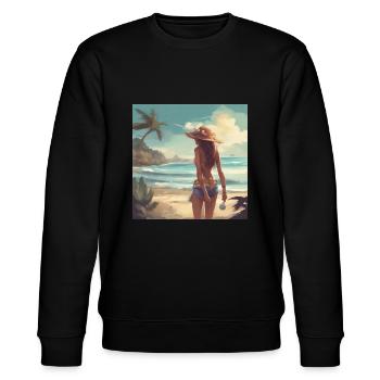 Femme sur la plage Vintage - Sweat bio CHANGER Stanley/Stella Unisexe - noir - Devant - Nik (191cm) & Marisol (170cm)