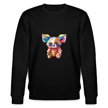 Kunterbunter Origami Teddy - Stanley/Stella Unisex Bio-Sweatshirt CHANGER  - Schwarz - Vorne - Nik (191cm) & Marisol (170cm)