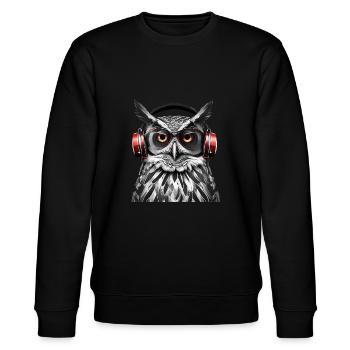 Coole Eule mit Kopfhörer - Stanley/Stella Unisex Bio-Sweatshirt CHANGER  - Schwarz - Vorne - Nik (191cm) & Marisol (170cm)
