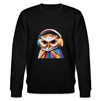 Coole Eule mit Kopfhörer - Stanley/Stella Unisex Bio-Sweatshirt CHANGER  - Schwarz - Vorne - Nik (191cm) & Marisol (170cm)