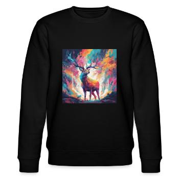 Portrait de cerf coloré - Sweat bio CHANGER Stanley/Stella Unisexe - noir - Devant - Nik (191cm) & Marisol (170cm)