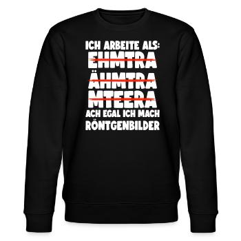 Medizinisch-Technischer Radiologie Assistent MTRA - Stanley/Stella Unisex Bio-Sweatshirt CHANGER  - Schwarz - Vorne - Nik (191cm) & Marisol (170cm)