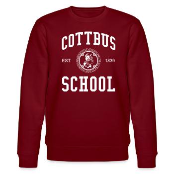 Cottbus School Universität Schule Uni University - Stanley/Stella CHANGER Unisex Organic Sweatshirt - burgundy - Front - Nik (191cm) & Marisol (170cm)