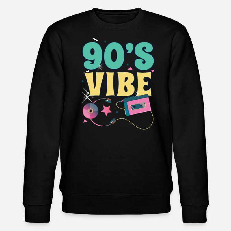 90s 90s Retro Gift - Stanley/Stella CHANGER Unisex Organic Sweatshirt - black