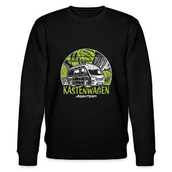 Kastenwagen Abenteuer - Stanley/Stella Unisex Bio-Sweatshirt CHANGER  - Schwarz - Vorne - Nik (191cm) & Marisol (170cm)