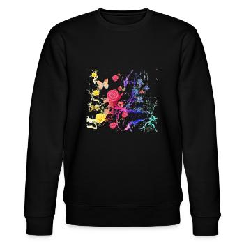 Fleurs,Fleur,Printemps,Fleurs, Abstrait - Sweat bio CHANGER Stanley/Stella Unisexe - noir - Devant - Nik (191cm) & Marisol (170cm)