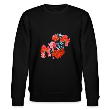 oleander,flower,lotus,vine,floral,flowers - Stanley/Stella CHANGER Unisex Organic Sweatshirt - black - Front - Nik (191cm) & Marisol (170cm)