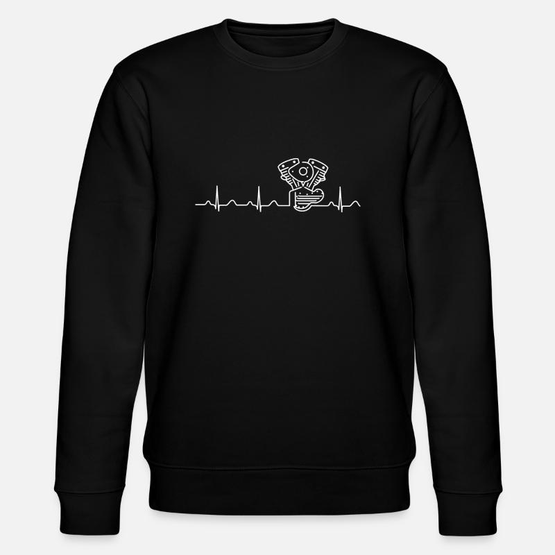 V2 Shovelhead Heartbeat white - Stanley/Stella CHANGER Unisex Organic Sweatshirt - black