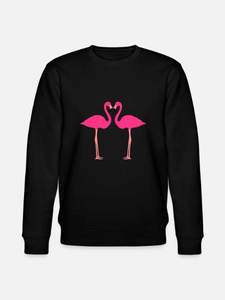 Flamingos, Flamingo Herz - Stanley/Stella Unisex Bio-Sweatshirt CHANGER  - Schwarz