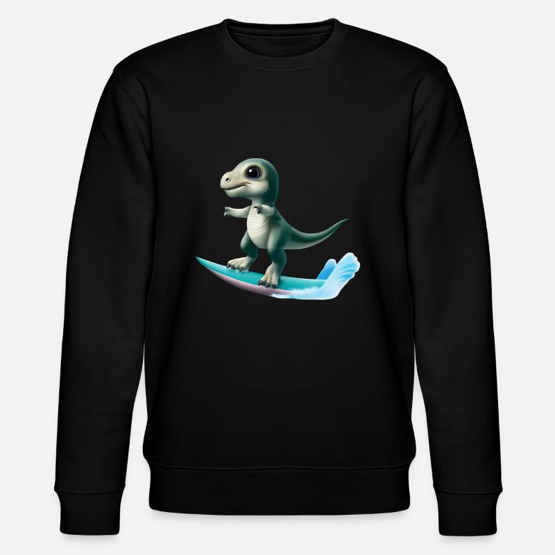 Surfer Dino - Stanley/Stella Unisex Bio-Sweatshirt CHANGER  - Schwarz