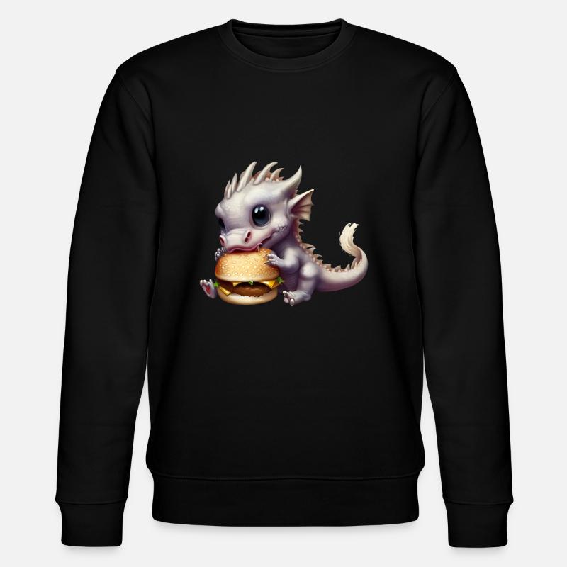Cheeseburger Drache - Stanley/Stella Unisex Bio-Sweatshirt CHANGER  - Schwarz