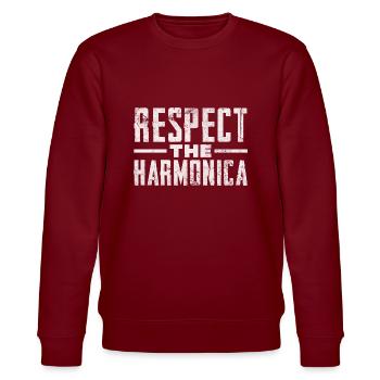 Respect the harmonica - Stanley/Stella Unisex Bio-Sweatshirt CHANGER  - Burgunderrot - Vorne - Nik (191cm) & Marisol (170cm)