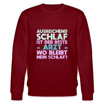 Ausreichend Schlaf Ist Der Beste Arzt Wo... - Stanley/Stella Unisex Bio-Sweatshirt CHANGER  - Burgunderrot - Vorne - Nik (191cm) & Marisol (170cm)