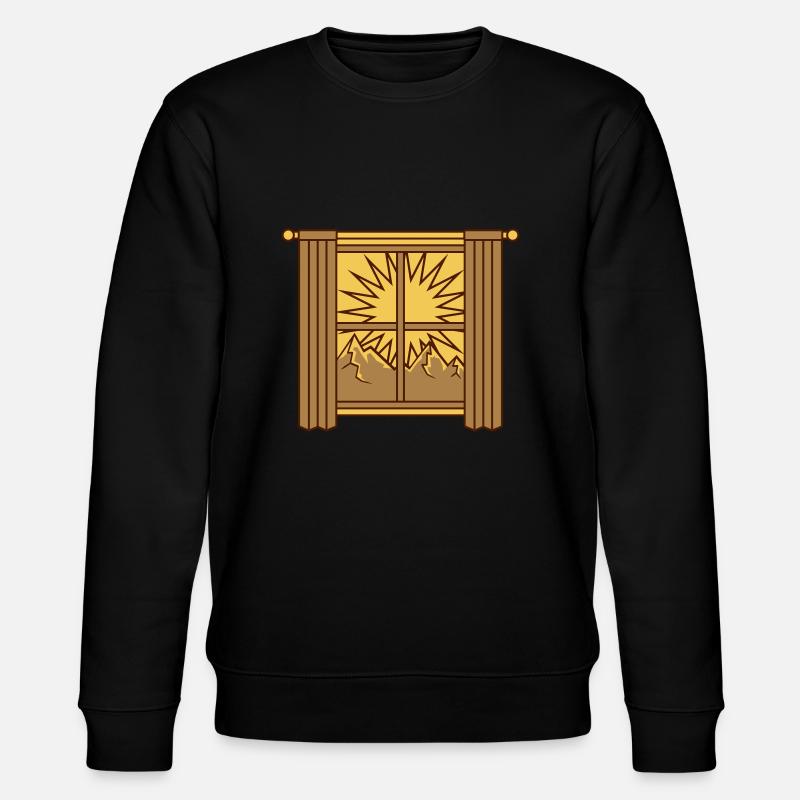 Aussicht Berge Fenster Vorhang - Stanley/Stella Unisex Bio-Sweatshirt CHANGER  - Schwarz