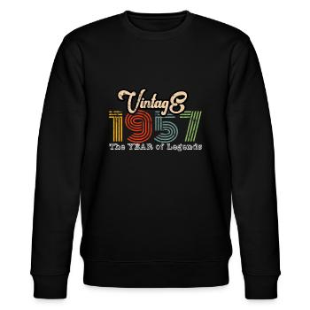 1957 Geburtsjahr Vintage - Stanley/Stella Unisex Bio-Sweatshirt CHANGER  - Schwarz - Vorne - Nik (191cm) & Marisol (170cm)